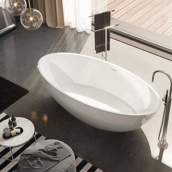 V307BL CAREZZA Ванна зі штучного каменю 170 x 80 x 52h +сифон Crias400S51 NEU, білий TREESSE фото 3