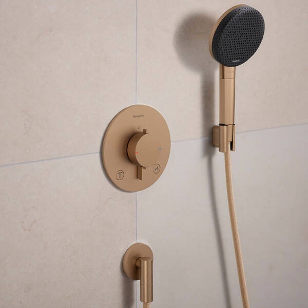 33715140 HG Ecostat Comfort S Зовнішня частина термостата на 2 споживачі, brushed bronze HANSGROHE