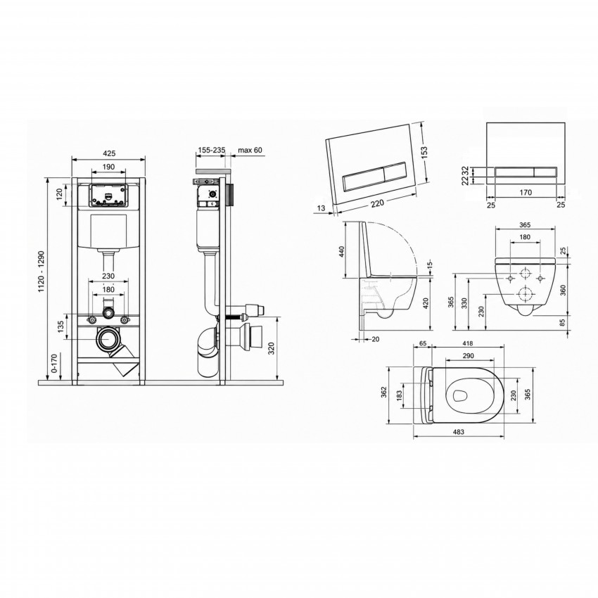 Готове рішення Qtap для ванної кімнати: підвісний унітаз Taurus Ultra Quiet 485×360×350 + комплект інсталяції Nest 4 в 1 (лінійна клавіша White) QTAP фото 1
