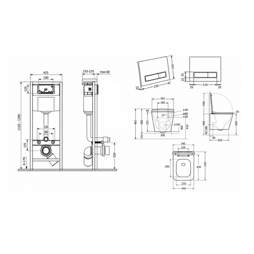 Готове рішення Qtap для ванної кімнати: підвісний унітаз Tern Ultra Quiet 525x345x360 + комплект інсталяції Nest 4 в 1 (лінійна клавіша White) QTAP фото 1
