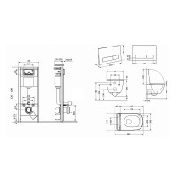 Готове рішення Qtap для ванної кімнати: підвісний унітаз Gemini Ultra Quiet 485×340×350  + комплект інсталяції Nest 4 в 1 (лінійна клавіша Matt Black) QTAP фото 1
