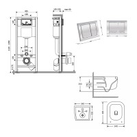 Готове рішення Qtap для ванної кімнати: підвісний унітаз Gemini Ultra Quiet 485×340×350 + комплект інсталяції Nest 4 в 1 (квадратна клавіша Chrome) QTAP фото 1