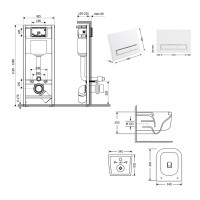 Готове рішення Qtap для ванної кімнати: підвісний унітаз Gemini Ultra Quiet 485×340×350 + комплект інсталяції Nest 4 в 1 (лінійна клавіша White) QTAP фото 1