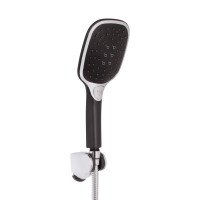 Змішувач для ванни Grand, Chrome/Black (k35 з довгим поворотним виливом та душовим гарнітуром QTGRABCR005 Qtap QTAP фото 4
