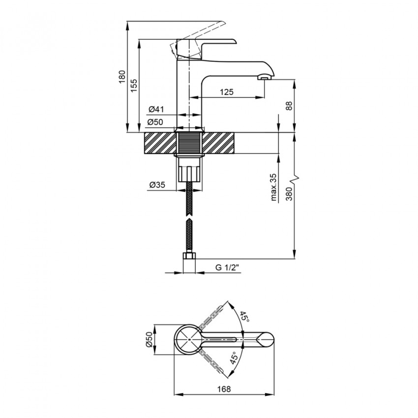 Змішувач для раковини низький Grand, Chrome/White (k35) QTGRAWCR001F Qtap QTAP фото 1