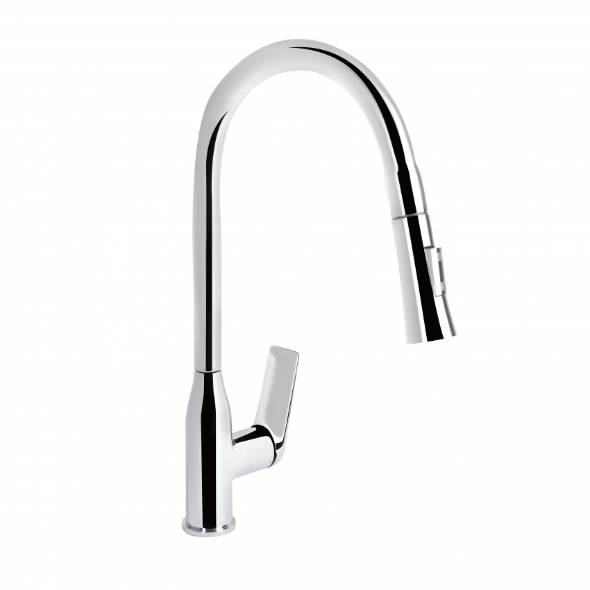 Змішувач для кухні Vlasta New, Chrome (k35) з висувним виливом QTVLA344CRM45646 Qtap QTAP