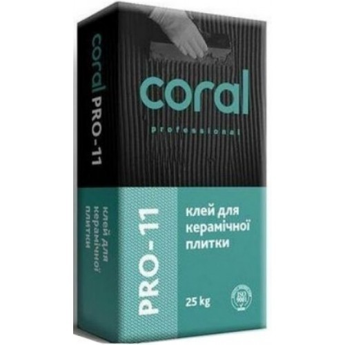 Клей для керамічної плитки Coral PRO - 11 CORAL