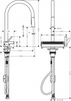 Змішувач Aquno Select M81 170 3jet кухонний з витяжним виливом Sbox (73831000) хром HANSGROHE фото 3