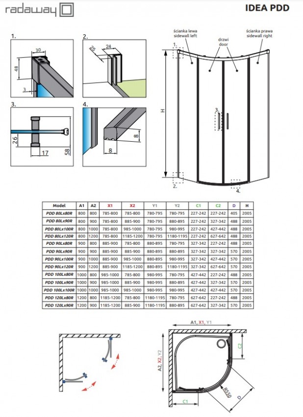 Душова кабіна Idea PDD 1000*1000 RADAWAY фото 4