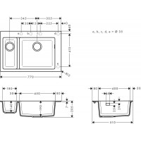 Мийка для кухні S510-F635 770х510 на дві чаші Concretegrey (43315380) HANSGROHE фото 1