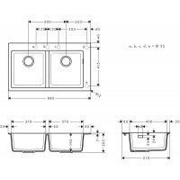 Мийка для кухні S510-F770 770х510 на дві чаші Concretegrey (43316380) HANSGROHE фото 1