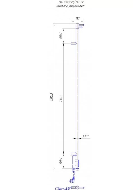 Рушникосушка Ray-I 1100x30/130 TR MARIO фото 2