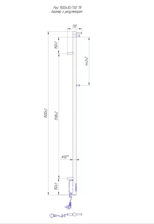 Рушникосушка Ray-I 1500x30/130 TR MARIO фото 2